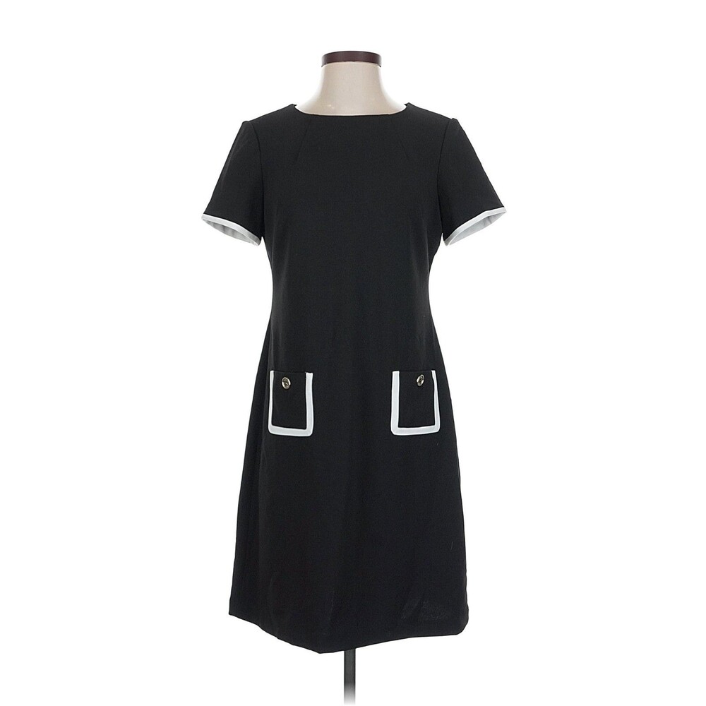 Tommy Hilfiger Mod Shift Dress Black White Minimalist Preppy Size 6